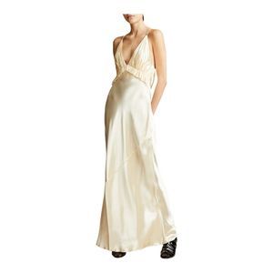 Khaite Nirva v-neck Champagne Satin Gown Size Small